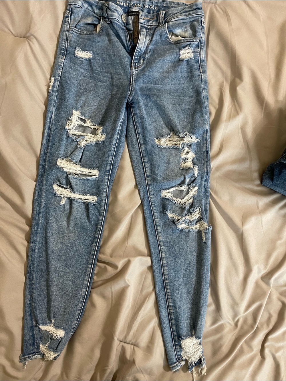 American Eagle Outfitters Light Blue Distressed Skinny Jeans